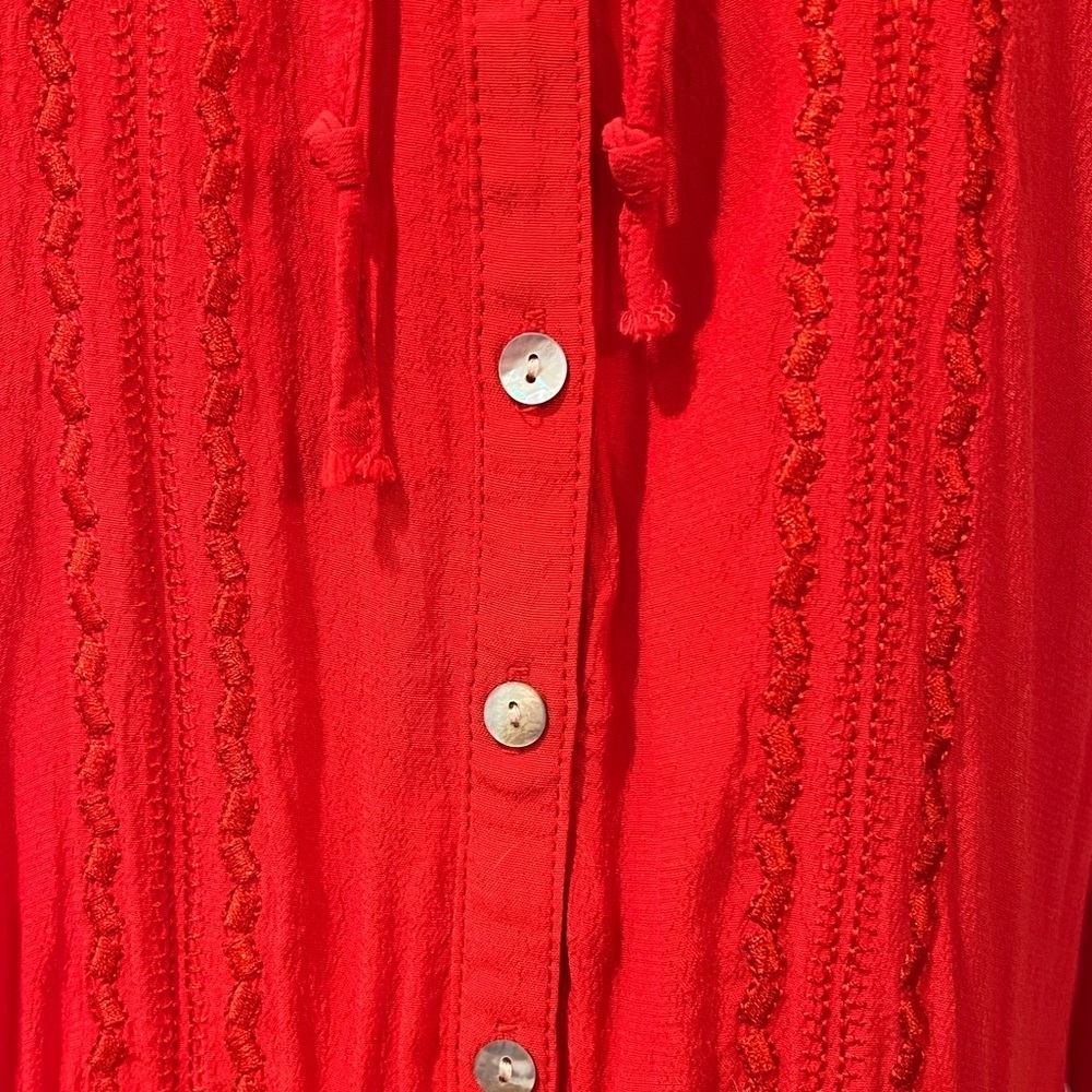 SUNDAY IN BROOKLYN Red Tiered Boho Peasant Dress Size Large - Picture 4 of 9